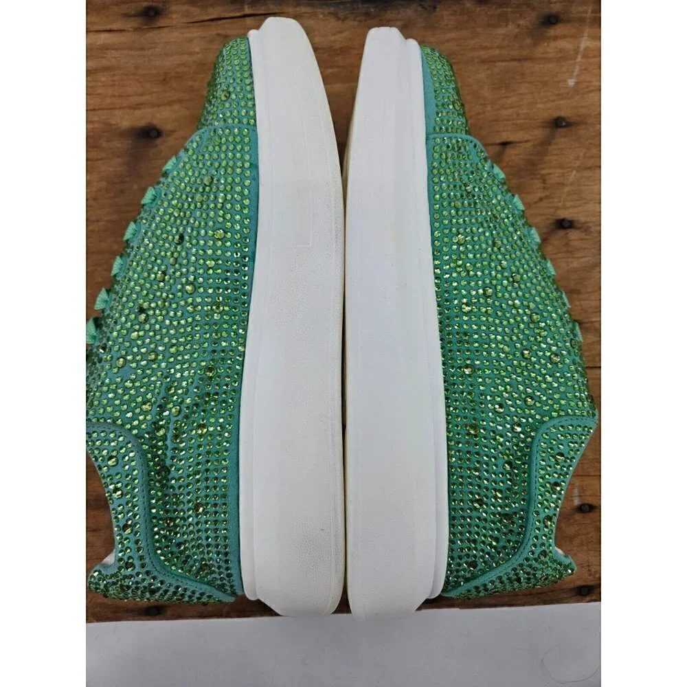 New J75 by Jump Slick Sneakers Mens US 8 Green Rhinestones